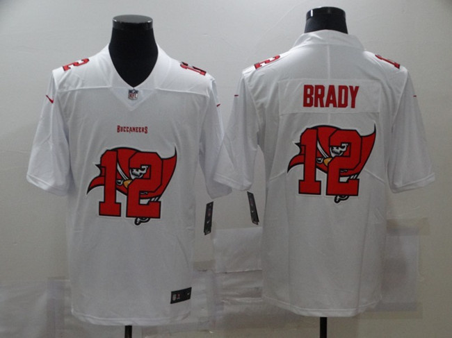 Men's Tampa Bay Buccaneers #12 Tom Brady White Shadow Logo Limited Stitched Jersey